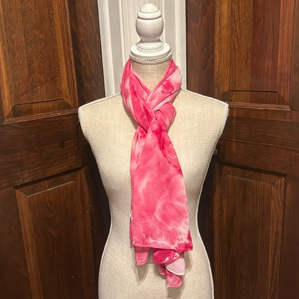Beautiful Pink And White Tie-Dye Scarf Wrap